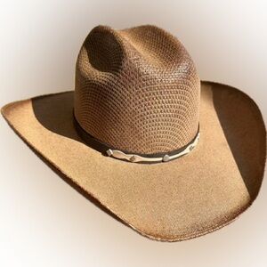 New Nicol hats international brown straw cowboy hat size S